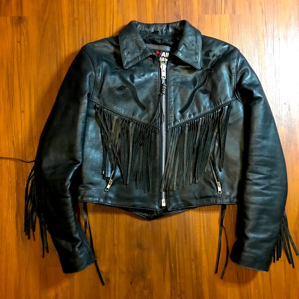 1990s All American Riders Rose Cut Fring Leather